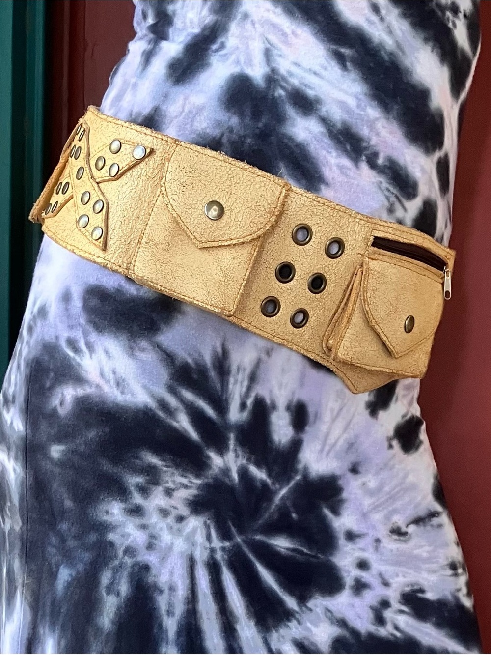 Hip belt Statement Wide Festival Studded Pouches Zippers S-L